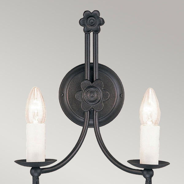 Belfry Hand Forged Twin Arm Wall Light in Black