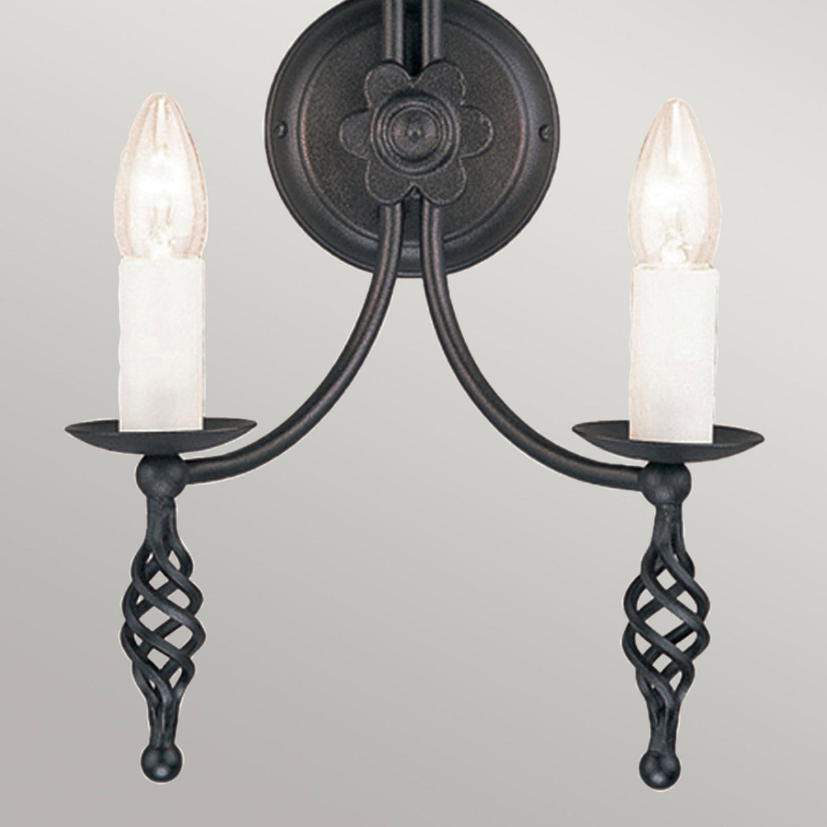 Belfry Hand Forged Twin Arm Wall Light in Black