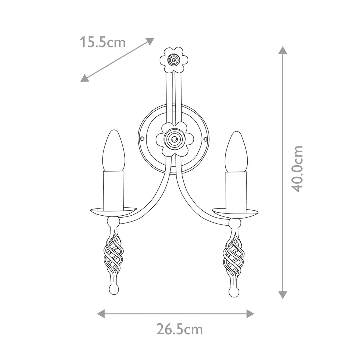 Belfry Hand Forged Twin Arm Wall Light in Black