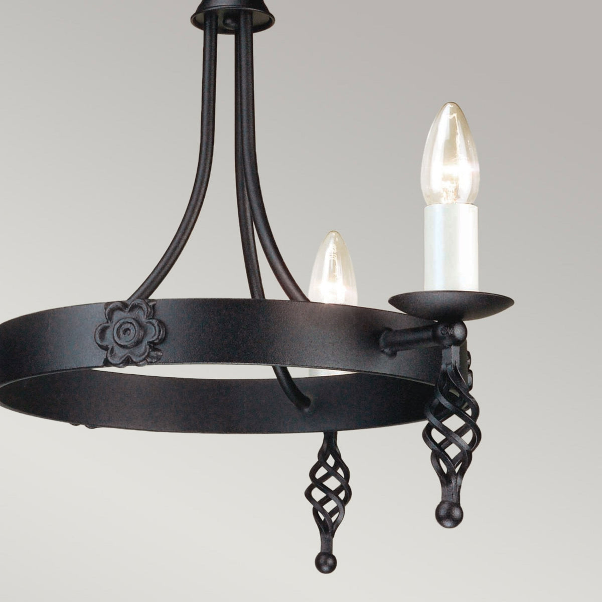 Belfry Hand Forged 3 Light Duo Mount Chandelier in Black