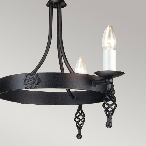 Belfry Hand Forged 3 Light Duo Mount Chandelier in Black