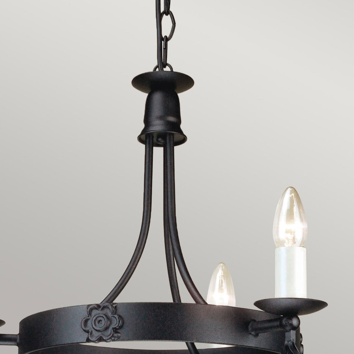 Belfry Hand Forged 3 Light Duo Mount Chandelier in Black