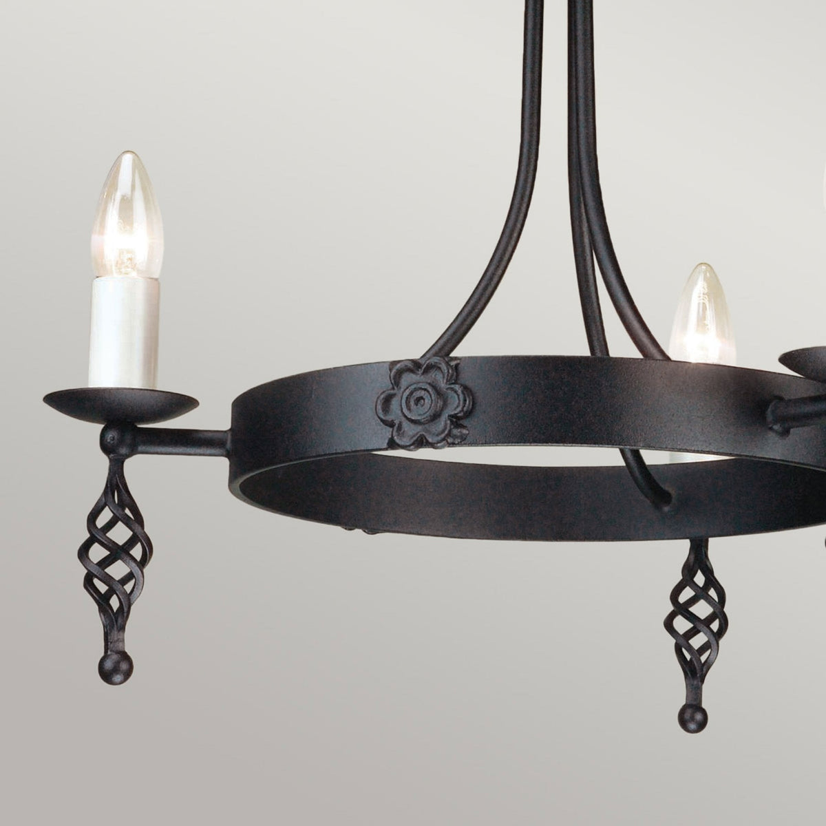 Belfry Hand Forged 3 Light Duo Mount Chandelier in Black