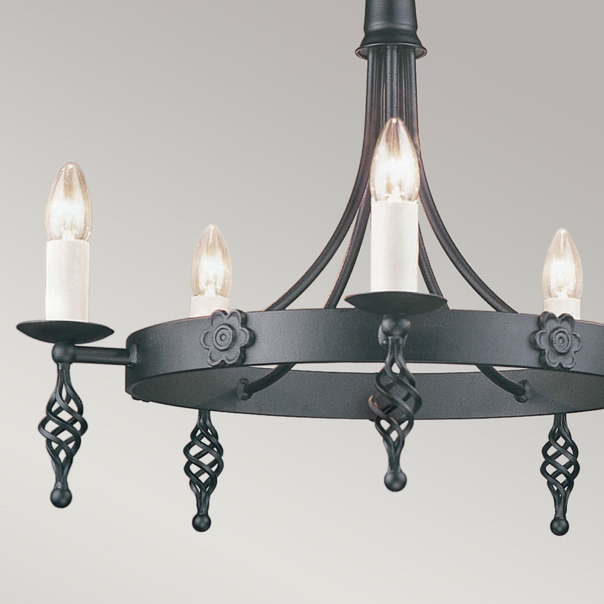 Belfry Hand Forged 5 Light Duo Mount Chandelier in Black