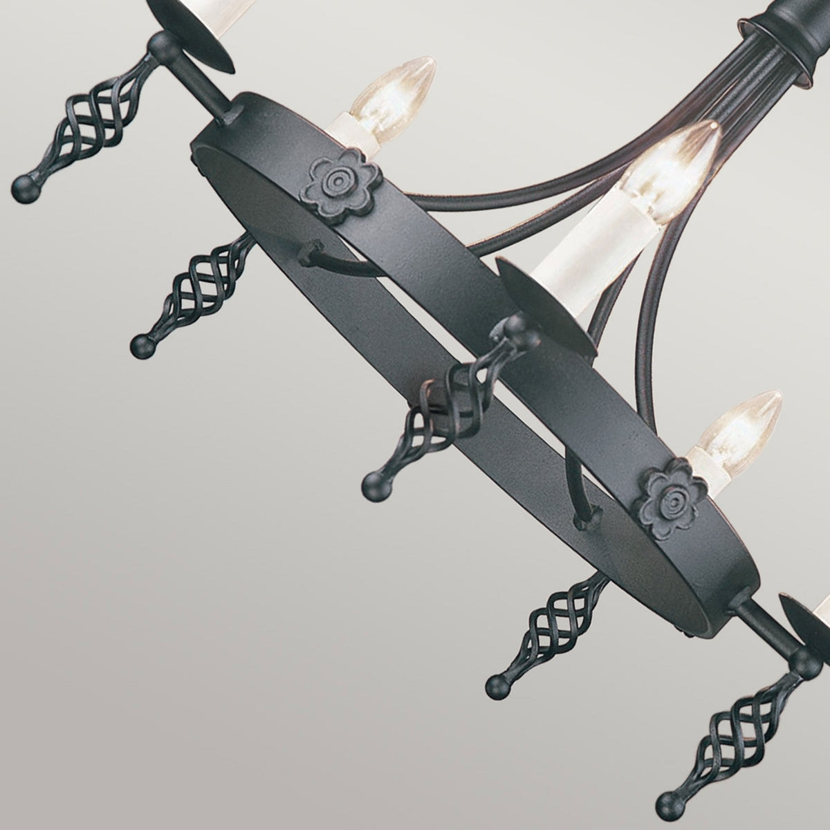 Belfry Hand Forged 5 Light Duo Mount Chandelier in Black