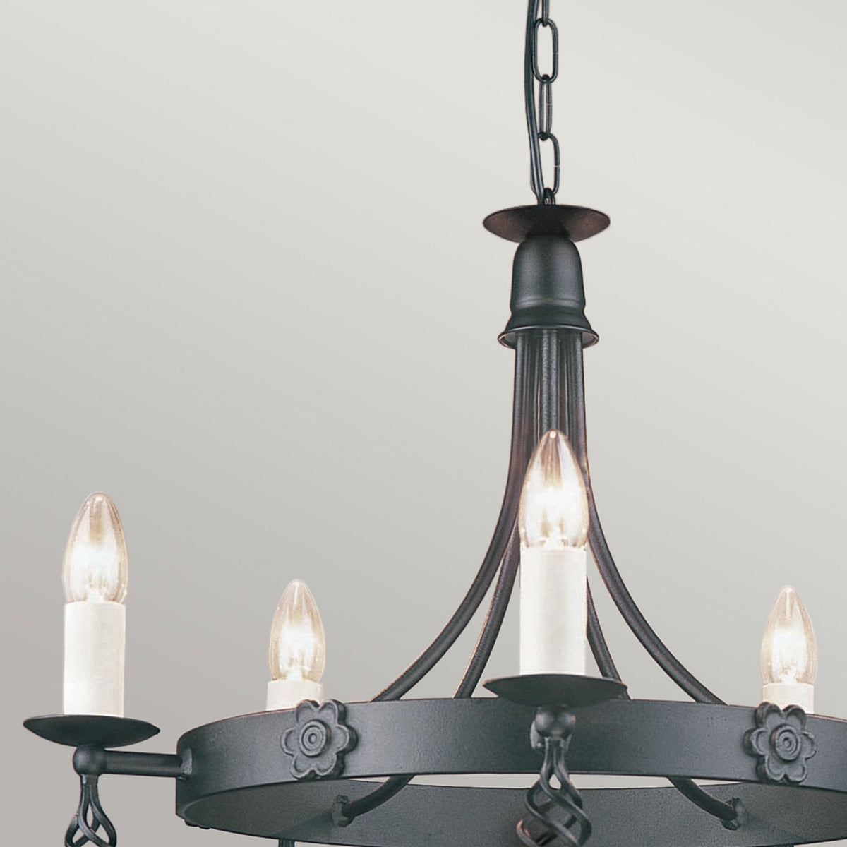 Belfry Hand Forged 5 Light Duo Mount Chandelier in Black