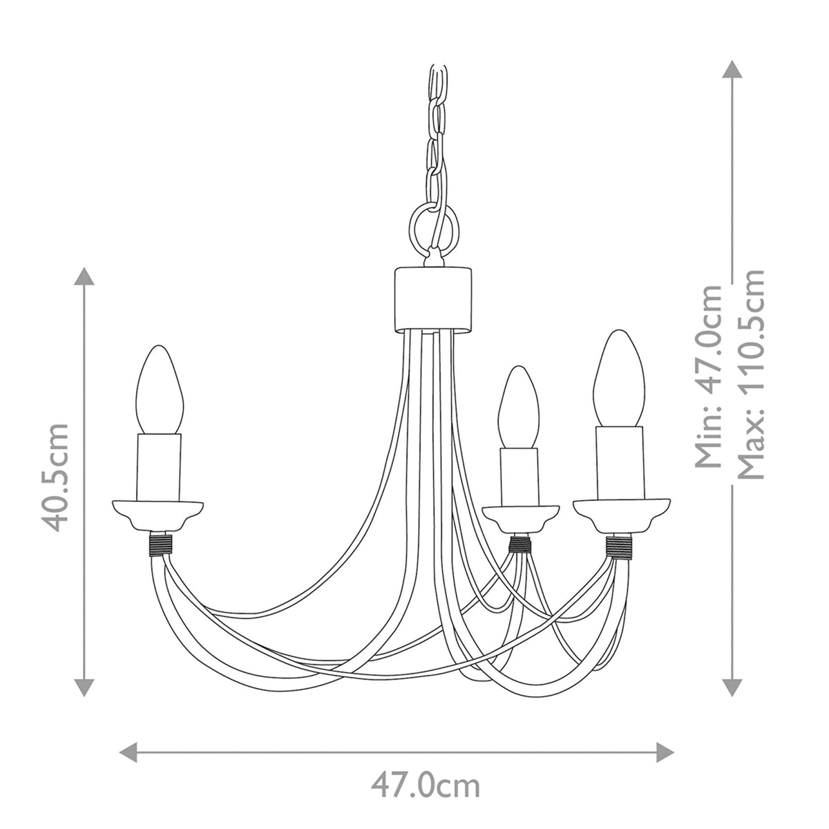 Carisbrooke Gothic 3 Light Duo-Mount Chandelier