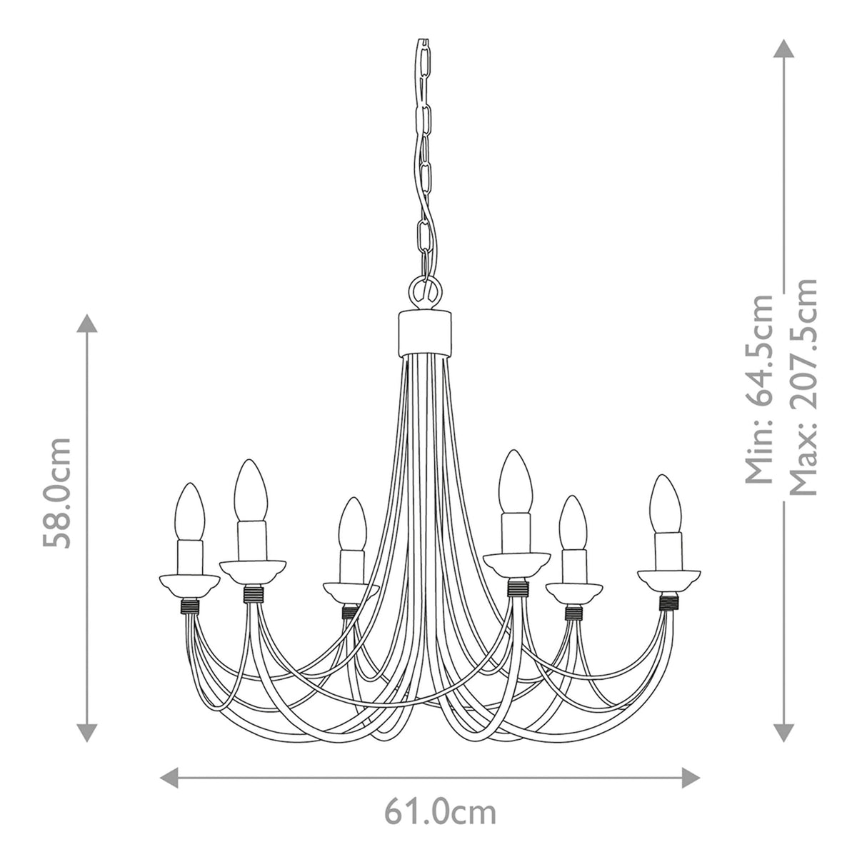 Carisbrooke Gothic 6 Light Duo-Mount Chandelier