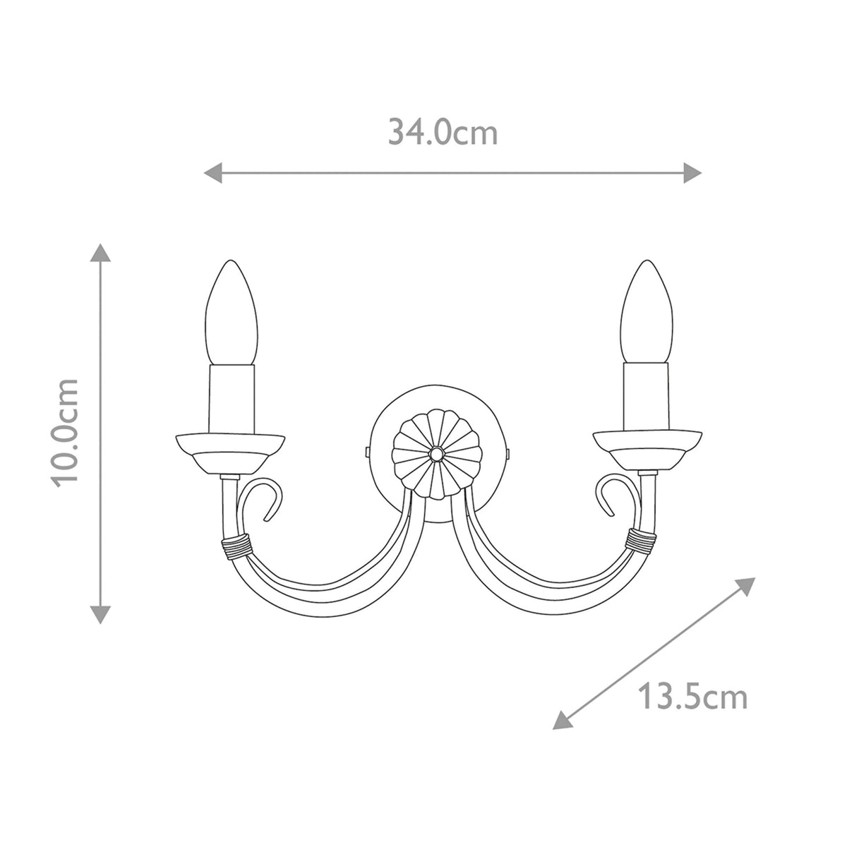 Chartwell Twin Arm Wall Light in Black