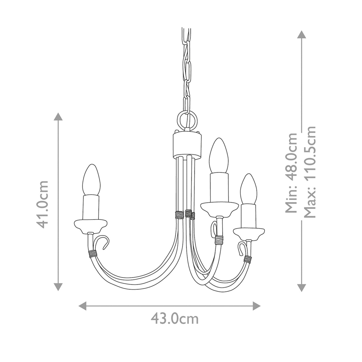 Chartwell 3 Light Duo Mount Chandelier in Black