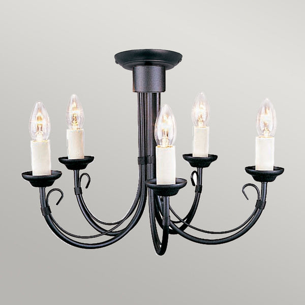 Chartwell 5 Light Duo Mount Chandelier in Black