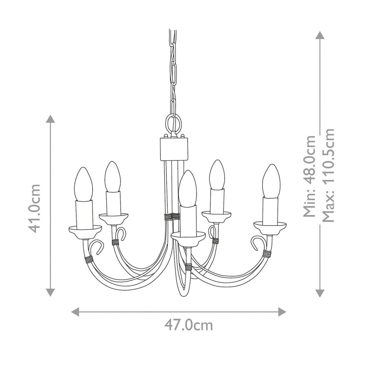 Chartwell 5 Light Duo Mount Chandelier in Black