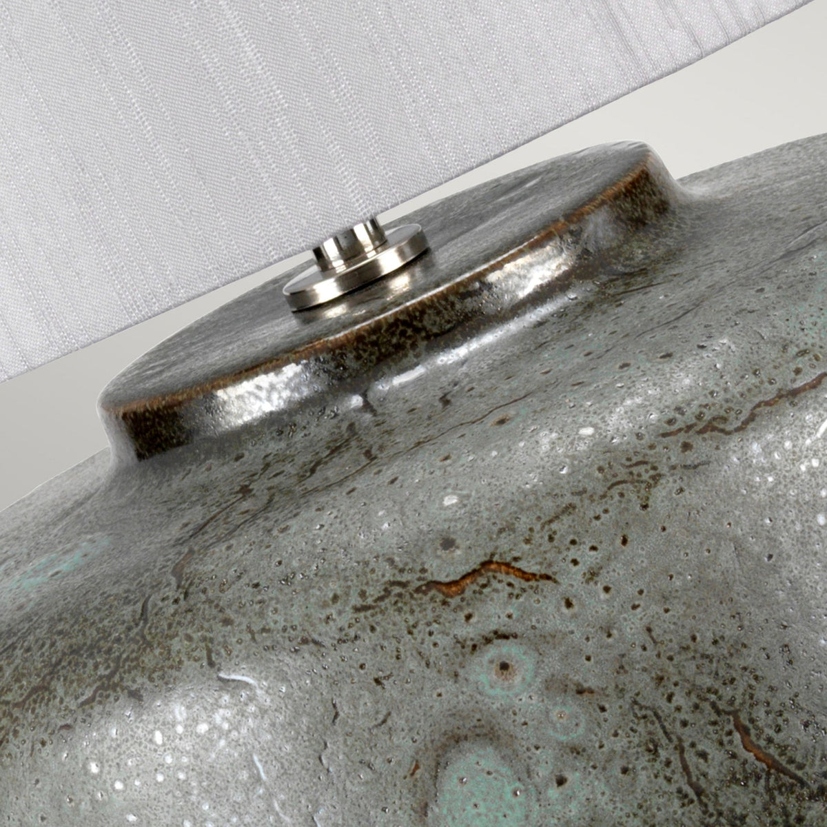 Columbus Ceramic Table Lamp in Aged Verdigris & Graphite Metallic Glaze Fnish