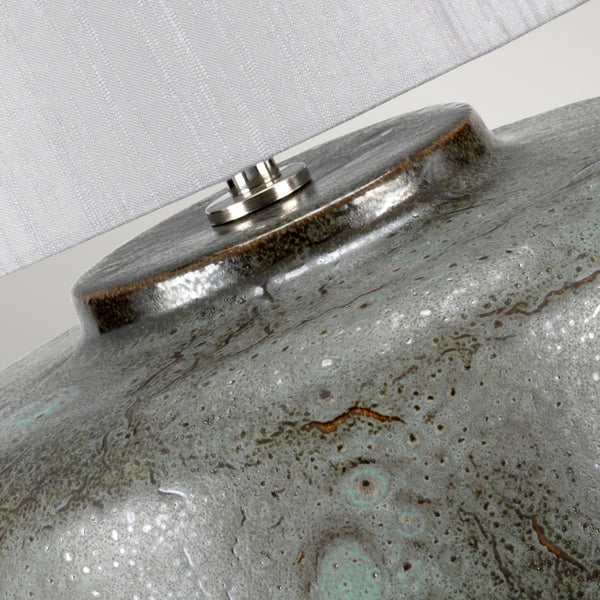 Columbus Ceramic Table Lamp in Aged Verdigris & Graphite Metallic Glaze Fnish