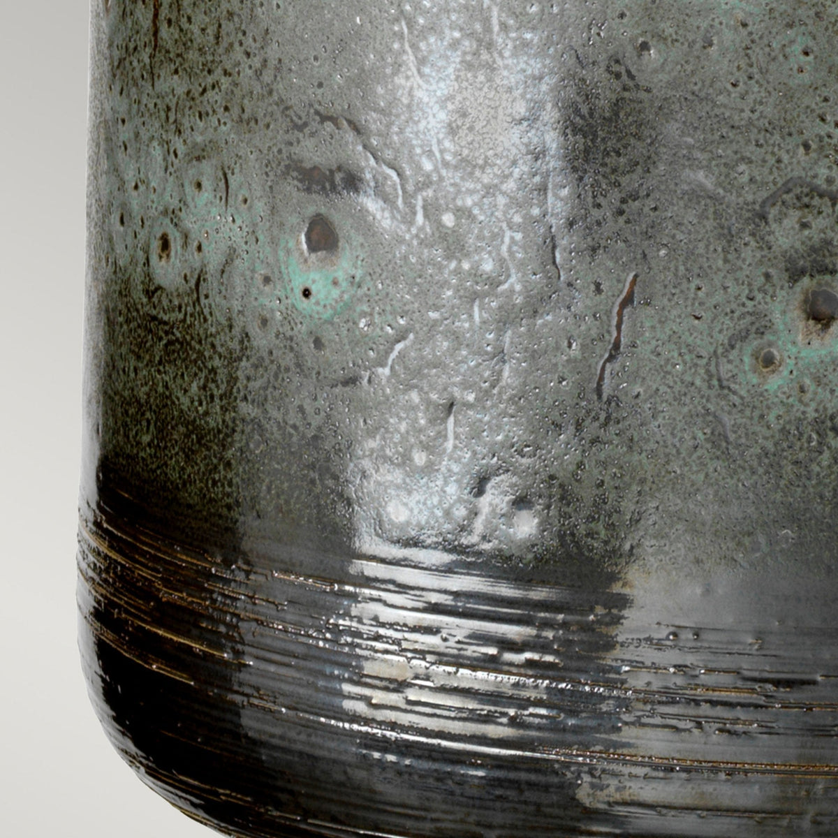 Columbus Ceramic Table Lamp in Aged Verdigris & Graphite Metallic Glaze Fnish