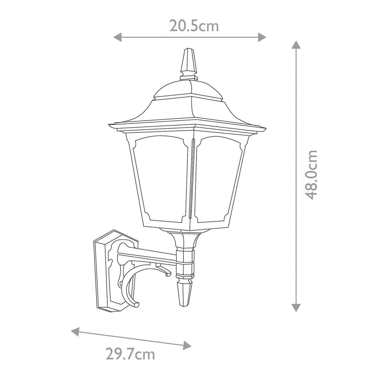 Chapel IP44 Single Up Wall Lantern in Black