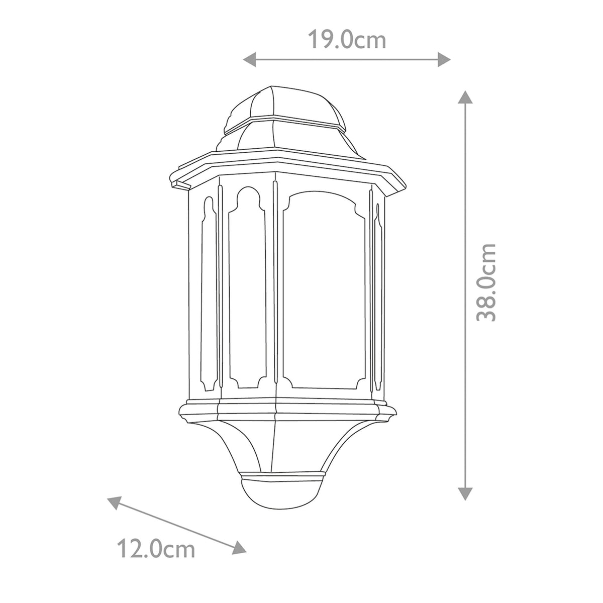 Chapel IP44 Half Wall Lantern in Black