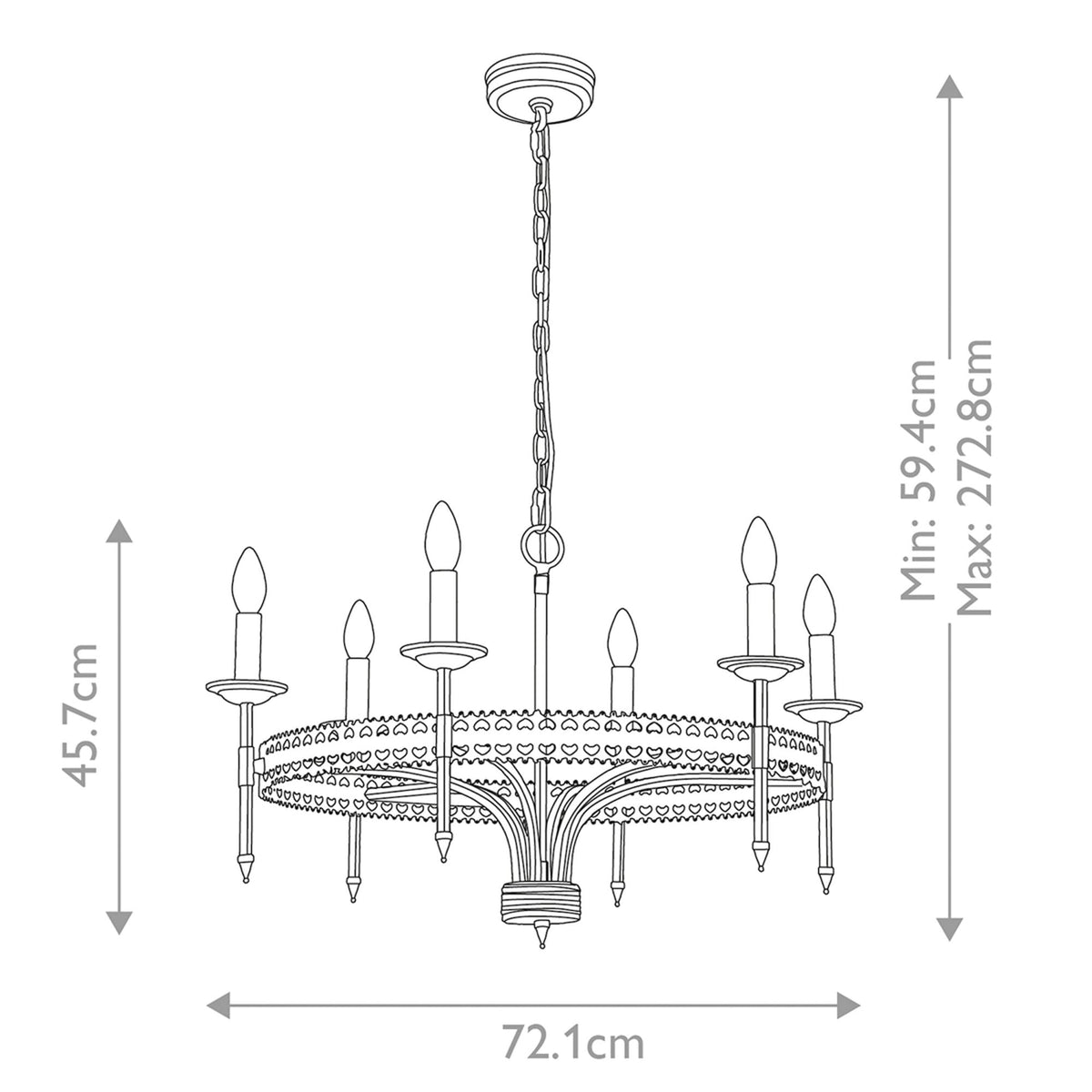 Crown 6 Light Chandelier in Iron Gate