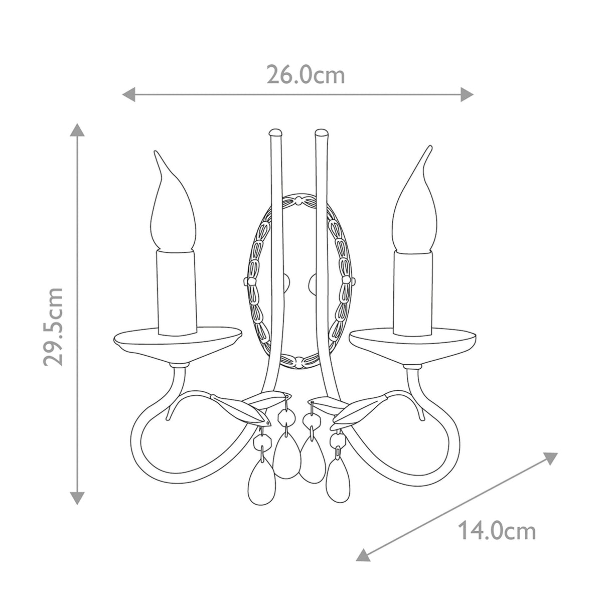 Christina Two Arm Silver and Gold Patina Wall Light