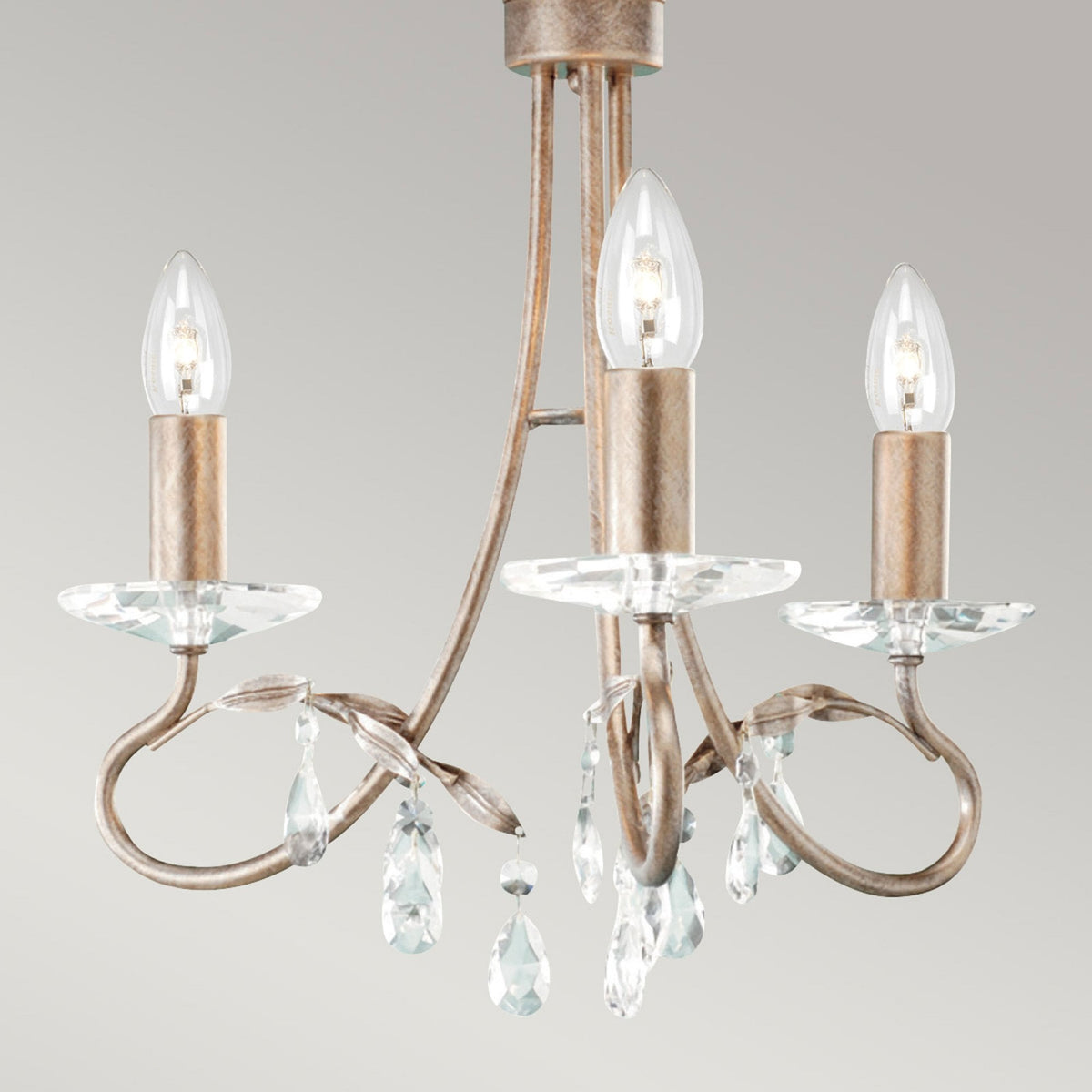 Christina Three Arm Silver and Gold Patina Chandelier