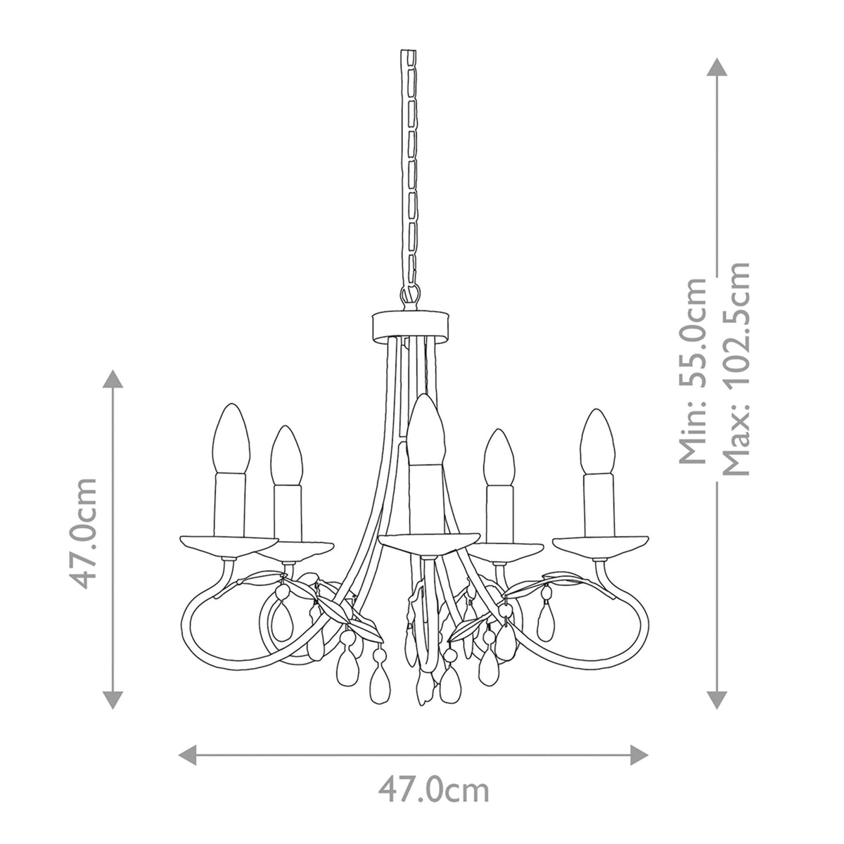 Christina Five Arm Silver and Gold Patina Chandelier