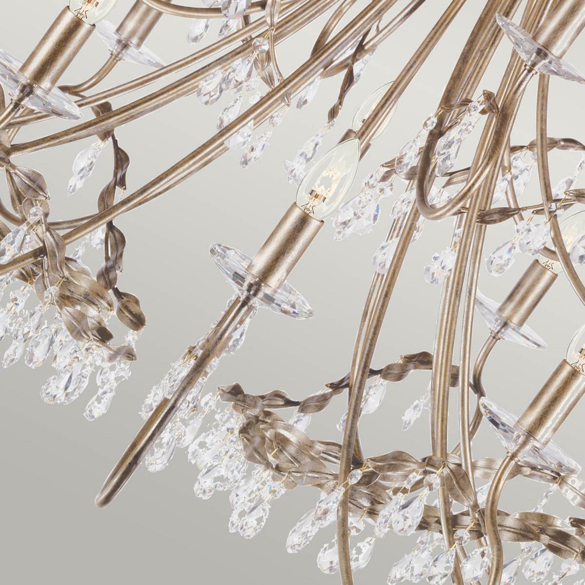 Christina Eighteen Arm Silver and Gold Patina Chandelier