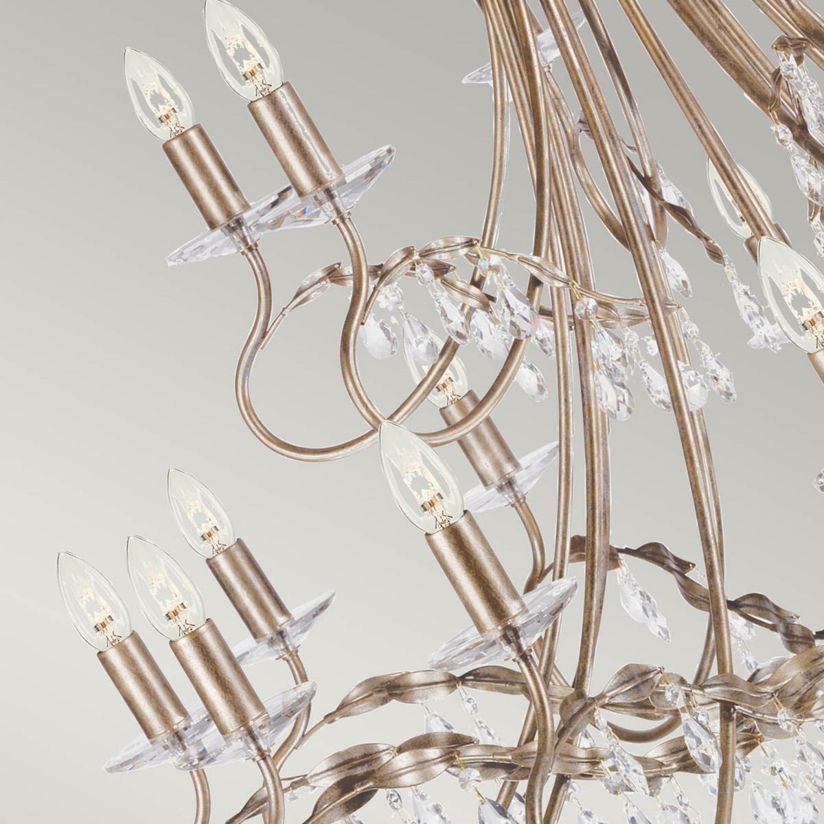 Christina Eighteen Arm Silver and Gold Patina Chandelier