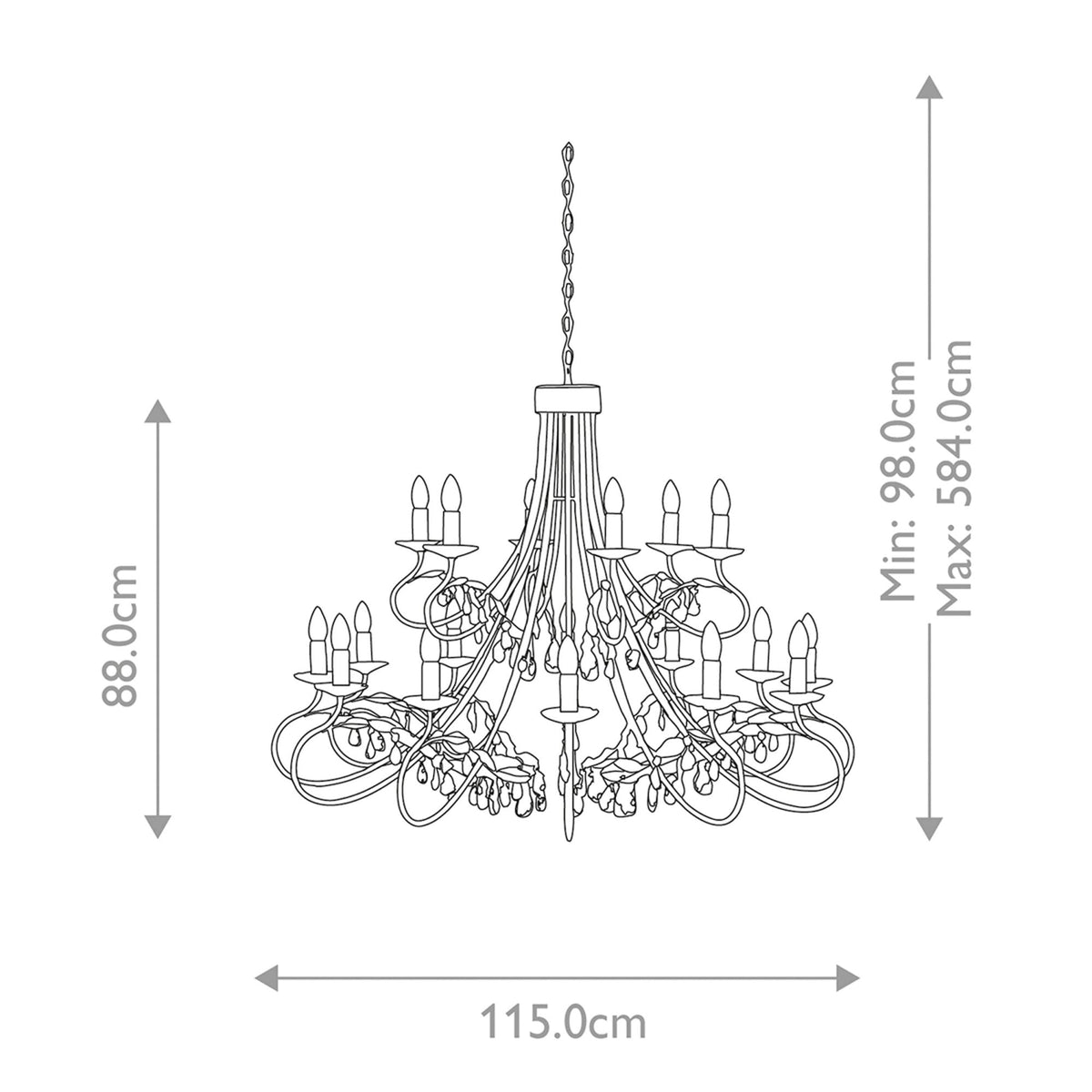 Christina Eighteen Arm Silver and Gold Patina Chandelier