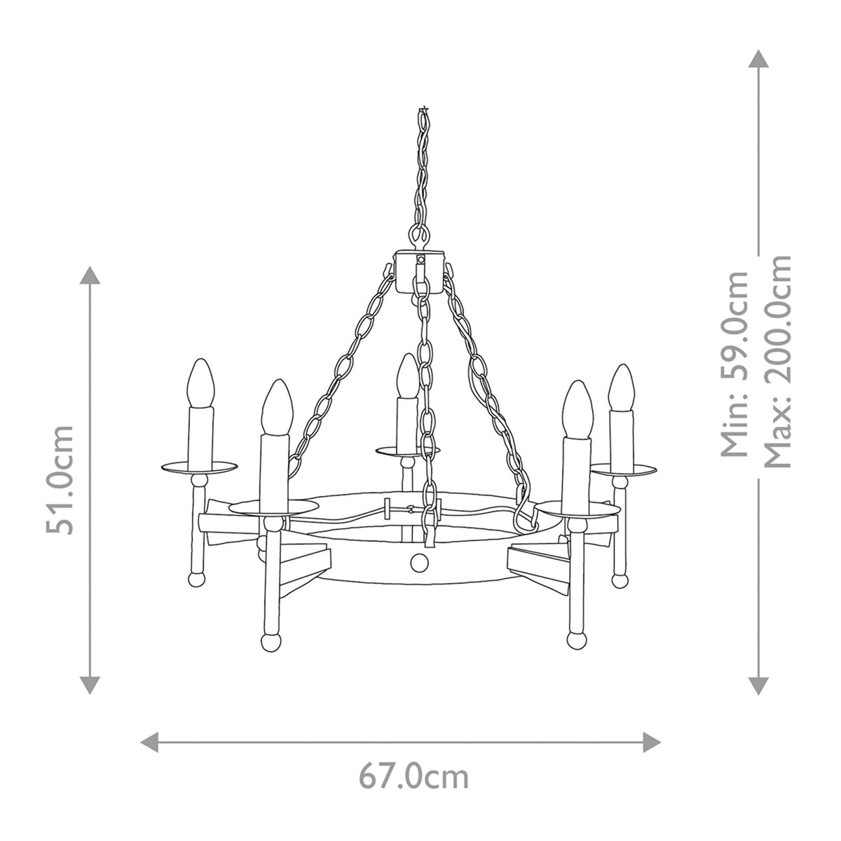 Cromwell Medieval Style 5 Light Chandelier