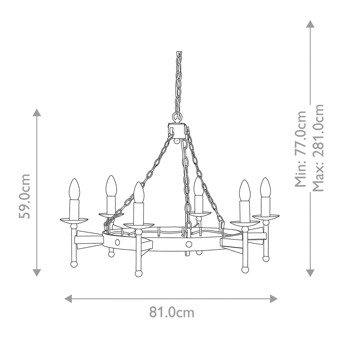 Cromwell Medieval Style 6 Light Chandelier