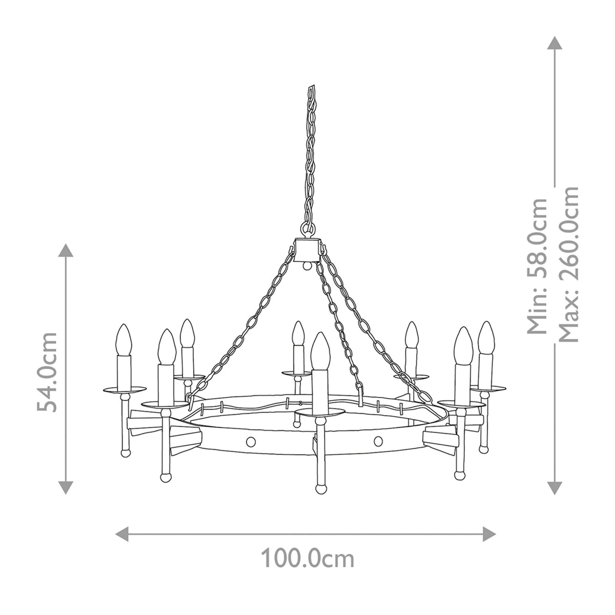 Cromwell Medieval Style 8 Light Chandelier