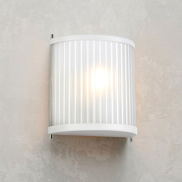 Corona Wall Light in White Satin with Frosted Glass Diffuser
