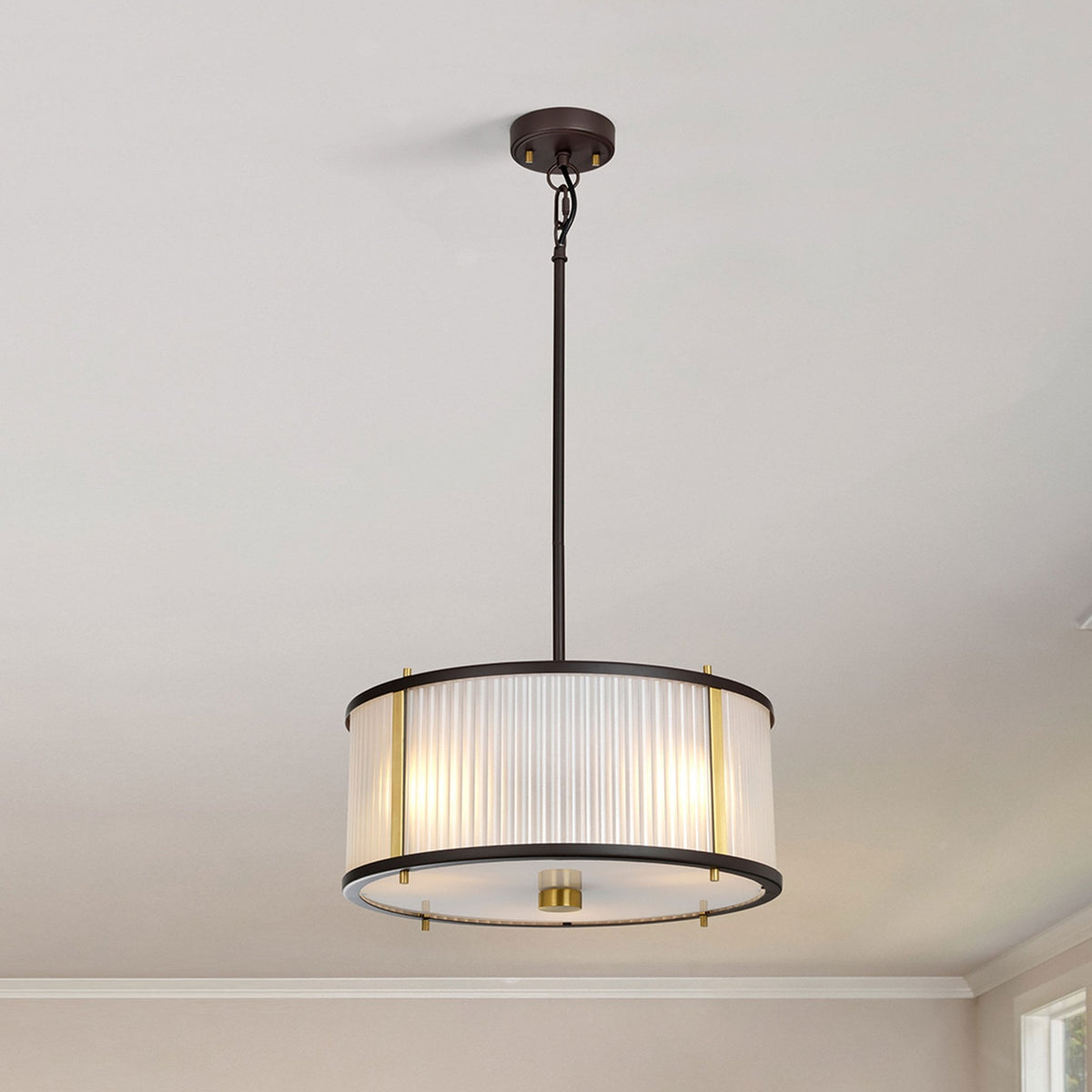 Corona Large Pendant Flush or Semi Flush Light in Museum Bronze