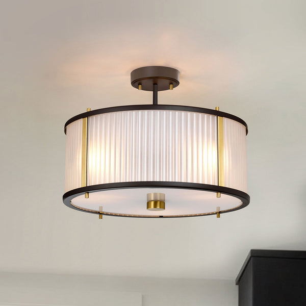Corona Large Pendant Flush or Semi Flush Light in Museum Bronze