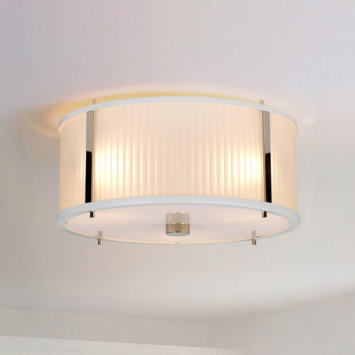 Corona Large Pendant Flush or Semi Flush Light in White Satin