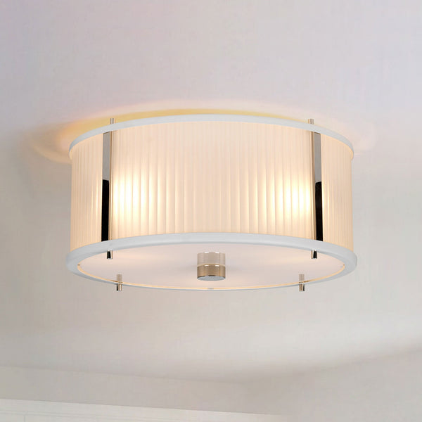 Corona Large Pendant Flush or Semi Flush Light in White Satin