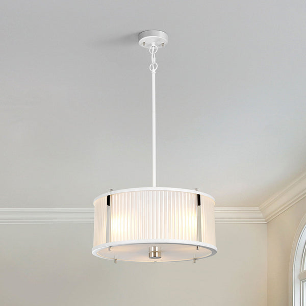 Corona Large Pendant Flush or Semi Flush Light in White Satin