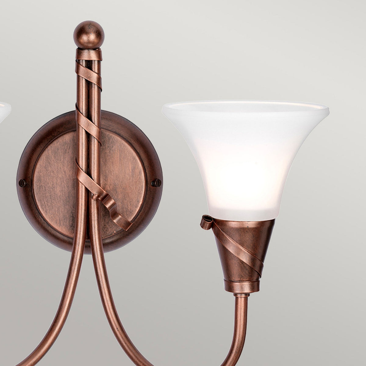Emily Twin Arm Wall Light in a Copper Patina Finish