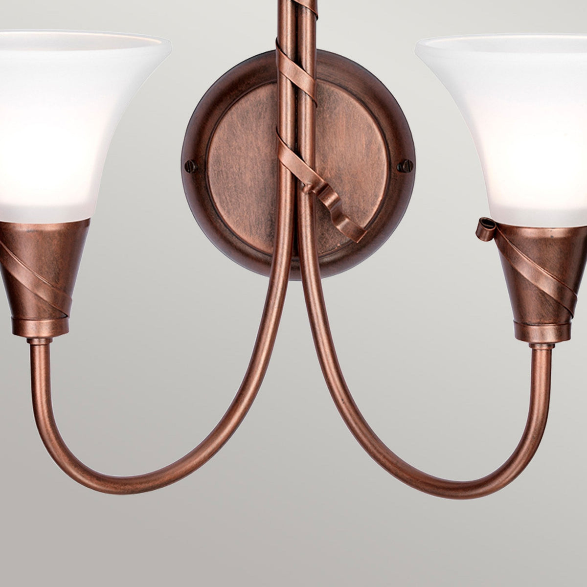 Emily Twin Arm Wall Light in a Copper Patina Finish