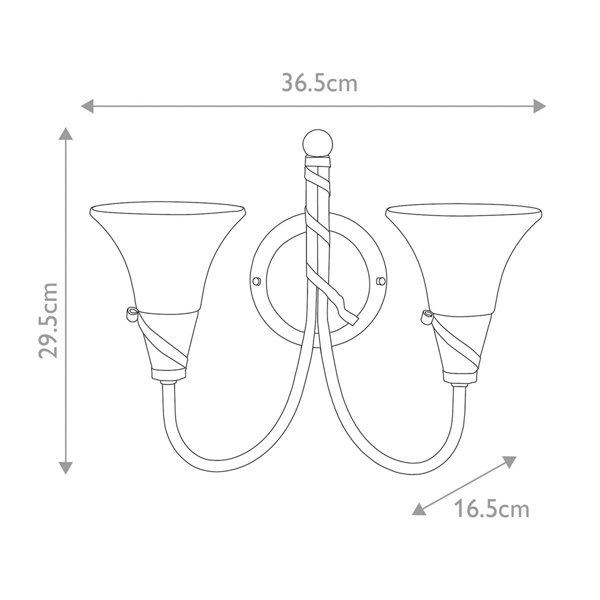 Emily Twin Arm Wall Light in a Copper Patina Finish