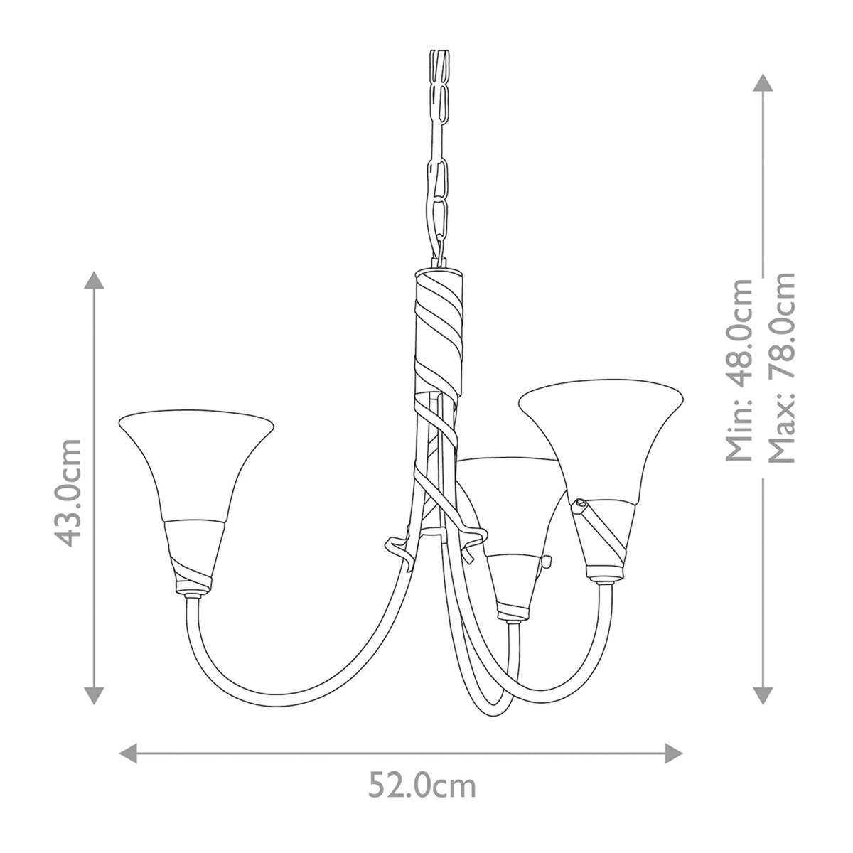 Emily 3 Light Chandelier in a Copper Patina