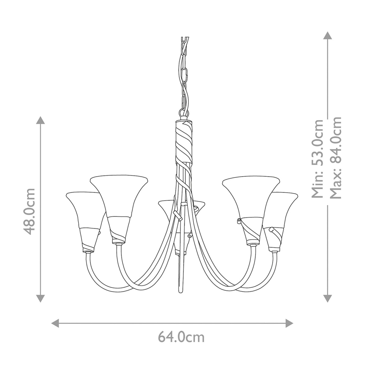 Emily 5 Light Chandelier in a Copper Patina