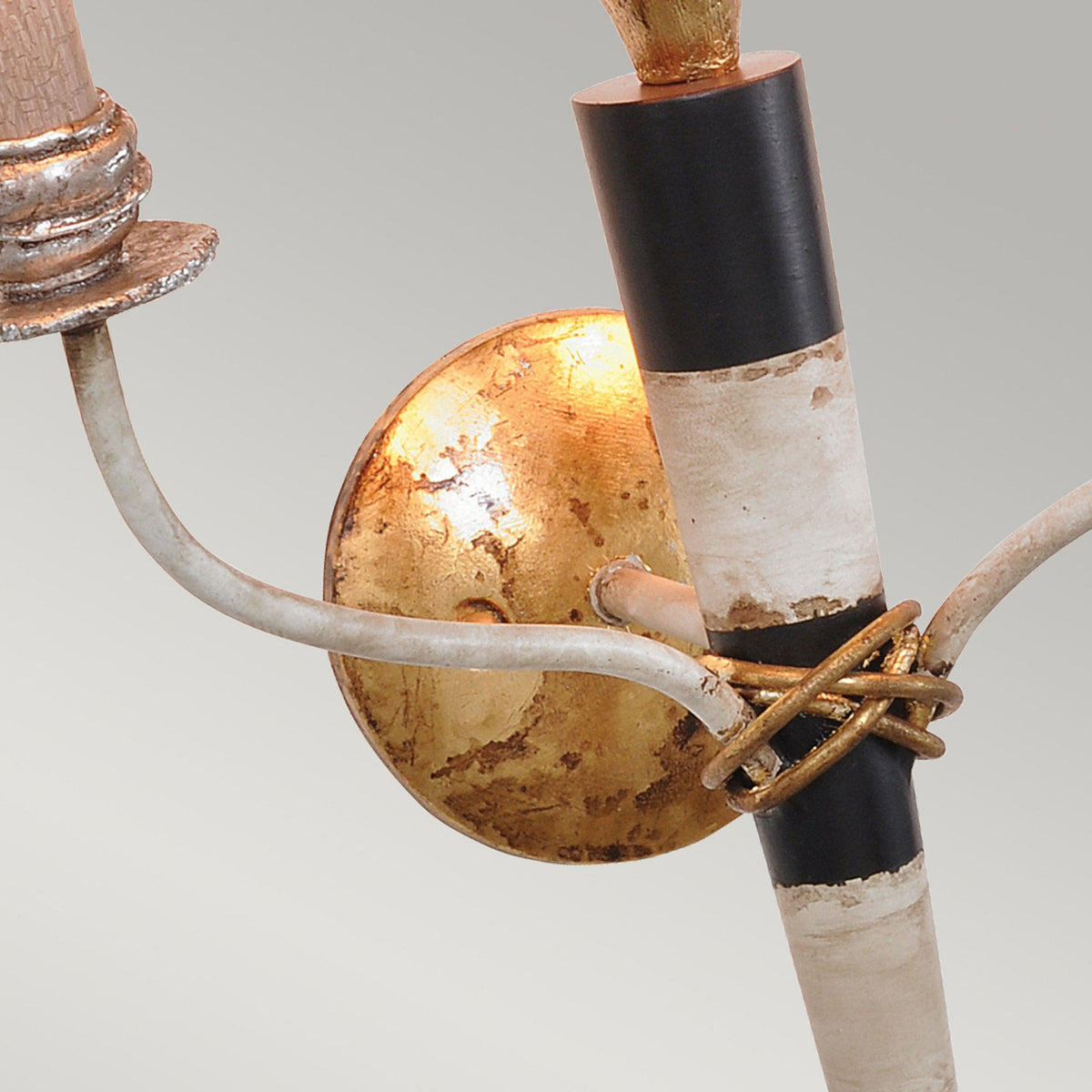 Flambeau Twin Wall Light in Black Cream & Gold Leaf