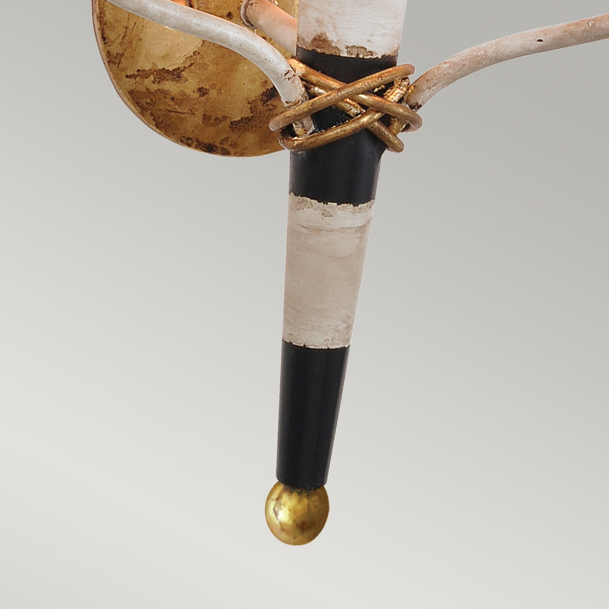 Flambeau Twin Wall Light in Black Cream & Gold Leaf