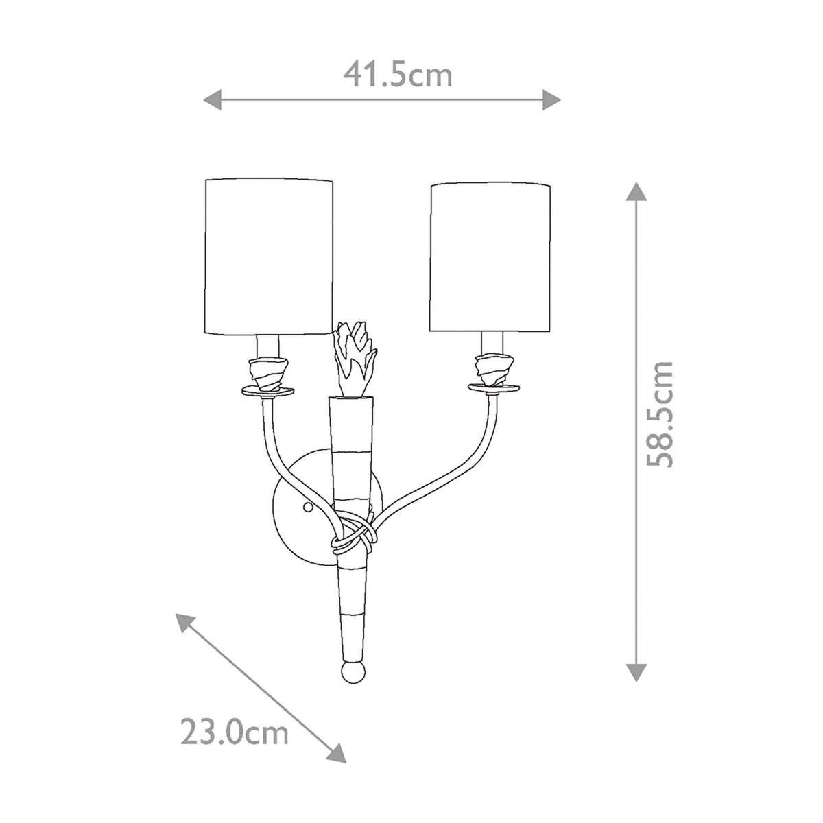 Flambeau Twin Wall Light in Black Cream & Gold Leaf