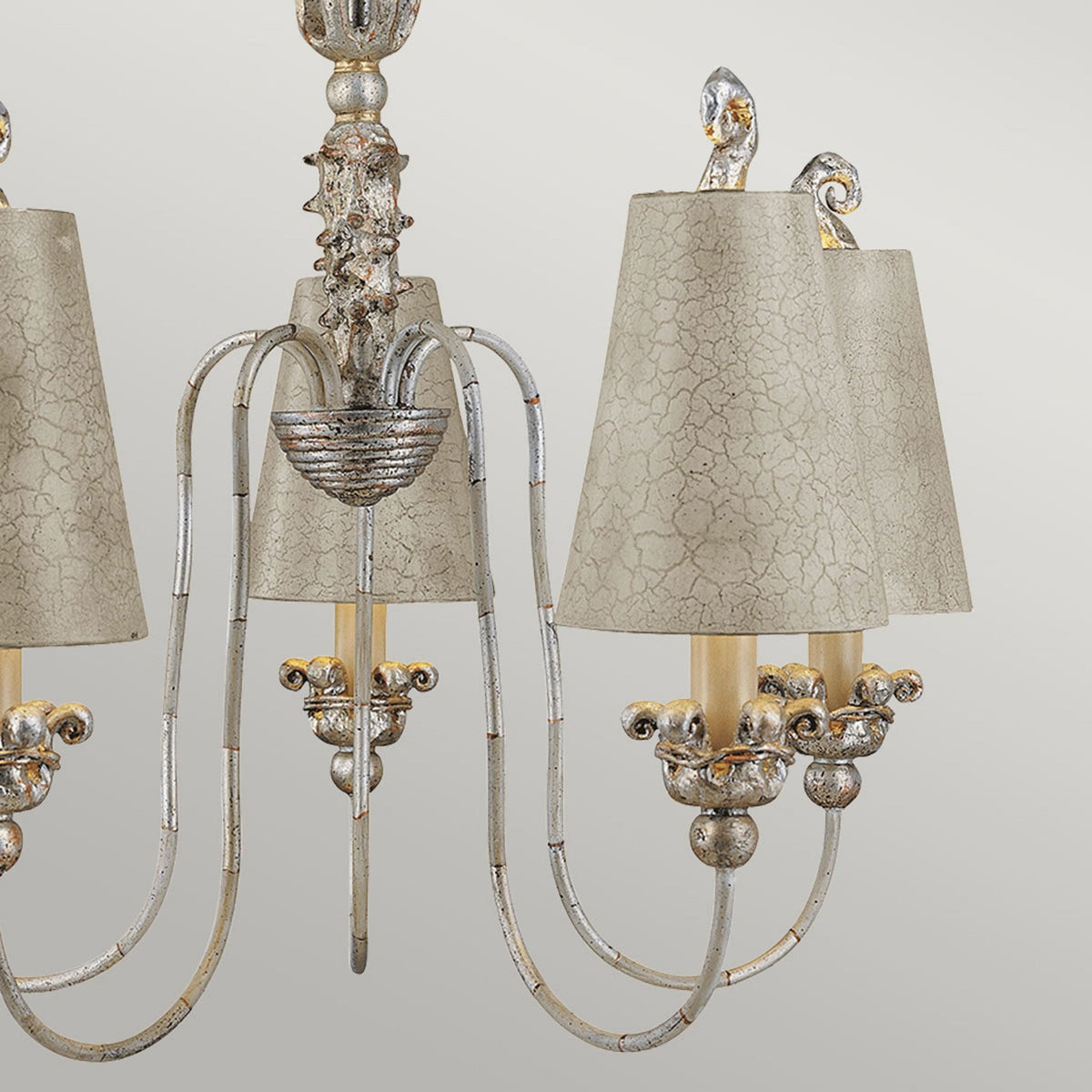 Remi Five Light Chandelier in Silver & Cream