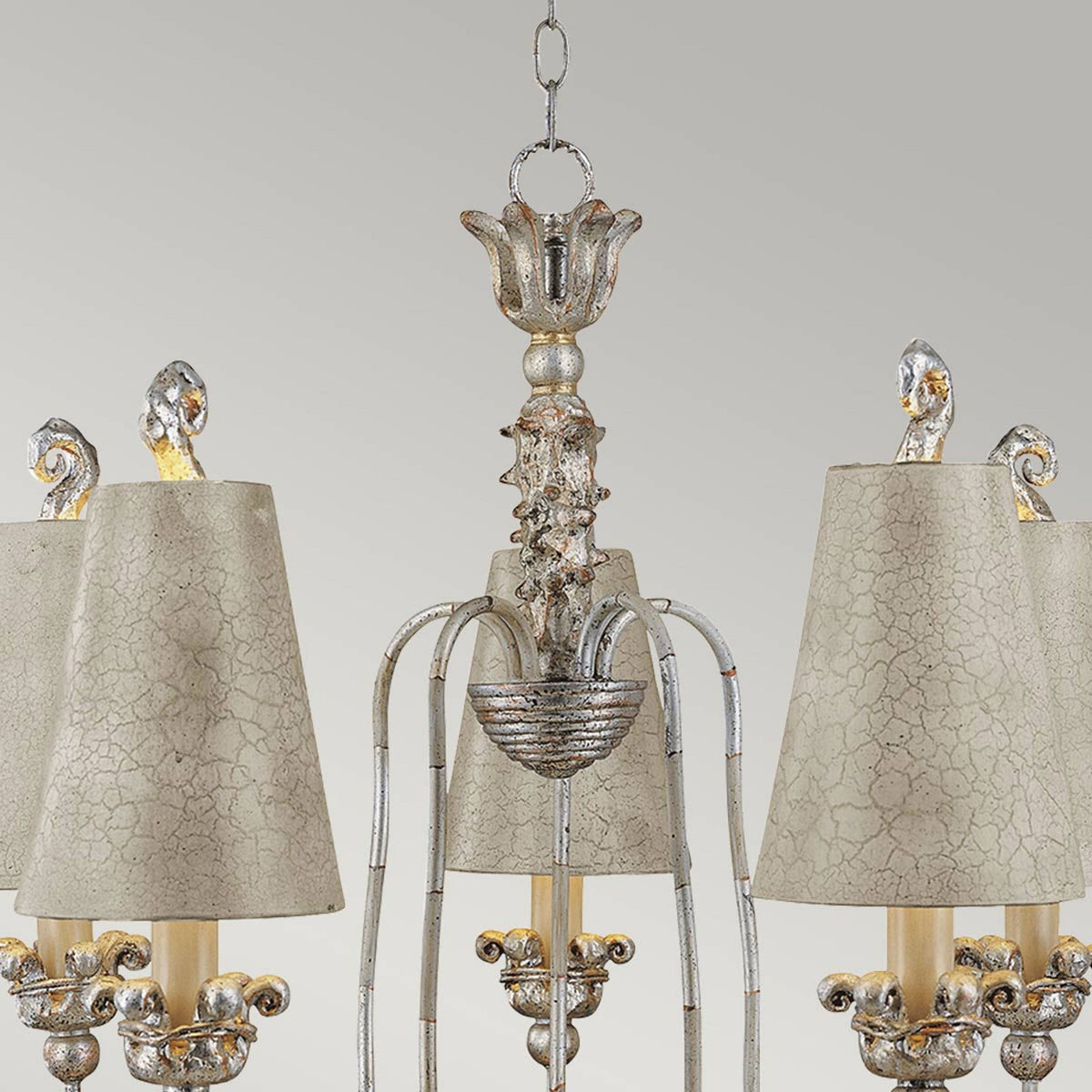 Remi Five Light Chandelier in Silver & Cream