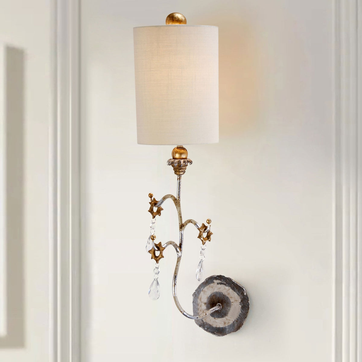 Tivoli Wall Light in a Silver & Cream Patina