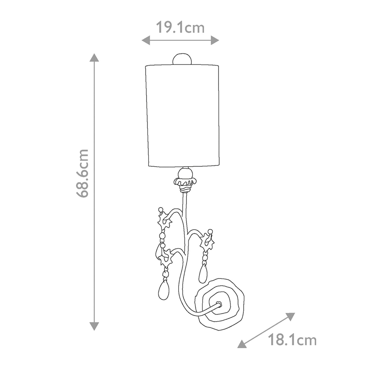 Tivoli Wall Light in a Silver & Cream Patina