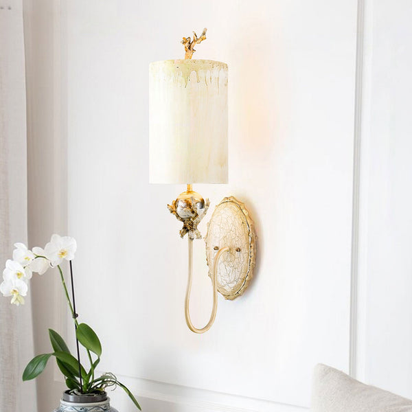 Trellis Wall Light Hand Painted in Putty Patina & Silver Leaf